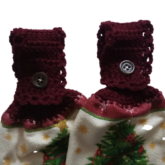 Handmade Crocheted Top Dish Towel Set of 2 - Picture 2 of 5